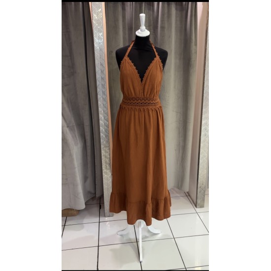 ROBE CHANA MARRON GAZE DE COTON TU(36AU40)