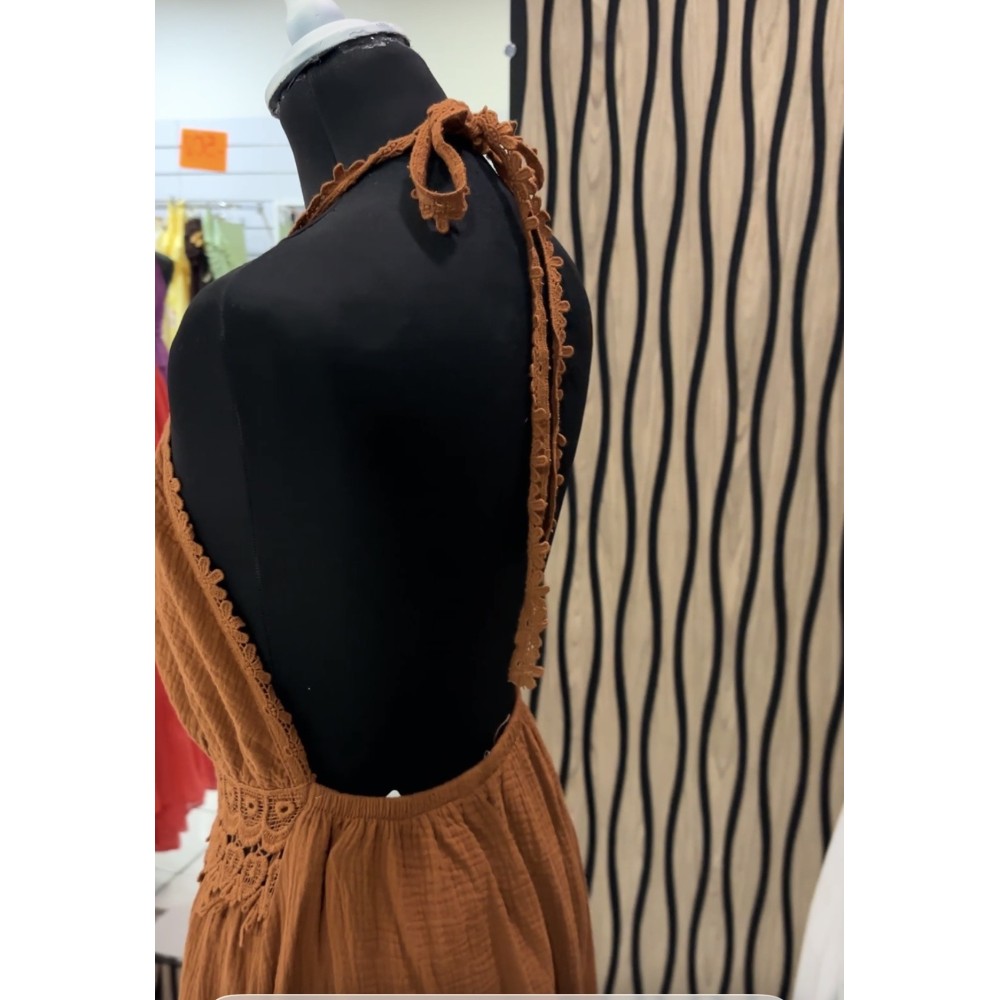 ROBE CHANA MARRON GAZE DE COTON TU(36AU40)