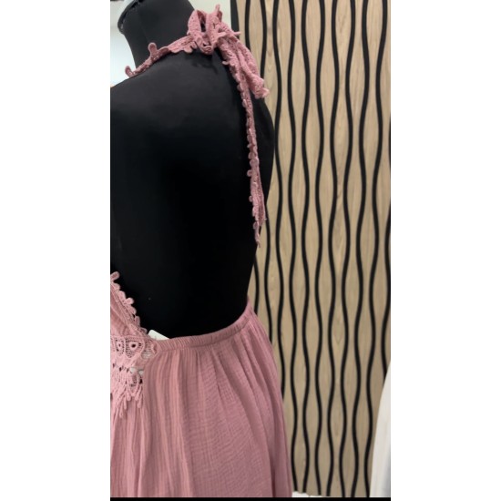 ROBE CHANA ROSE GAZE DE COTON TU(36AU40)