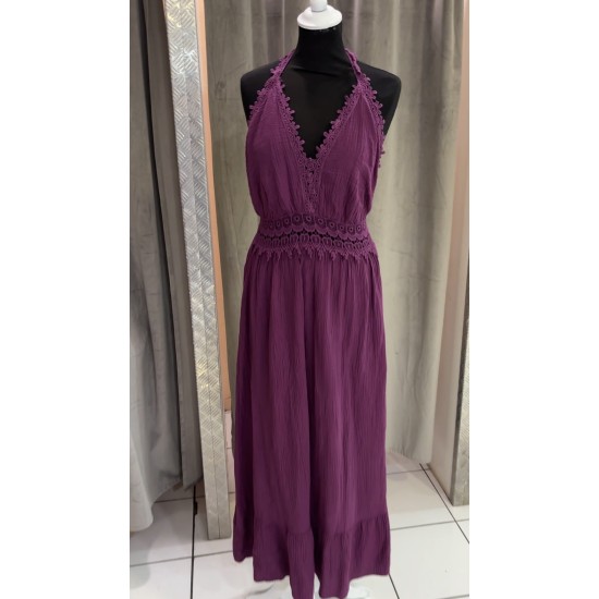 ROBE CHANA MAUVE GAZE DE COTON TU(36AU40)