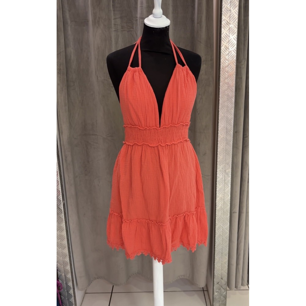 ROBE CALICIA CORAIL GAZE DE COTON TU