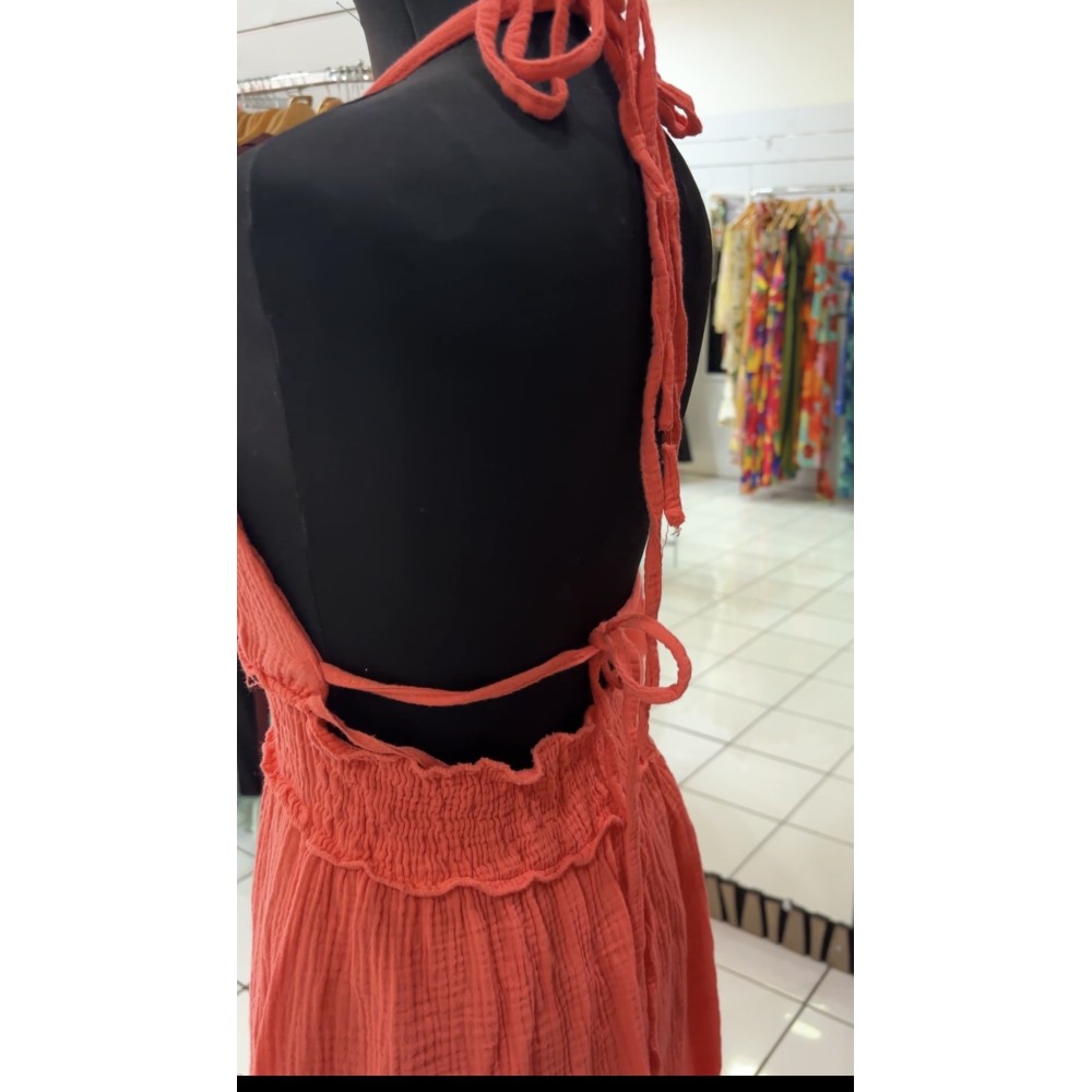 ROBE CALICIA CORAIL GAZE DE COTON TU