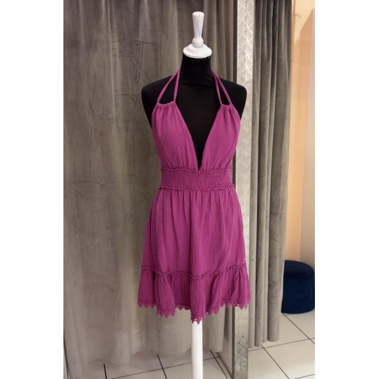 ROBE CALICIA MAUVE GAZE DE COTON TU