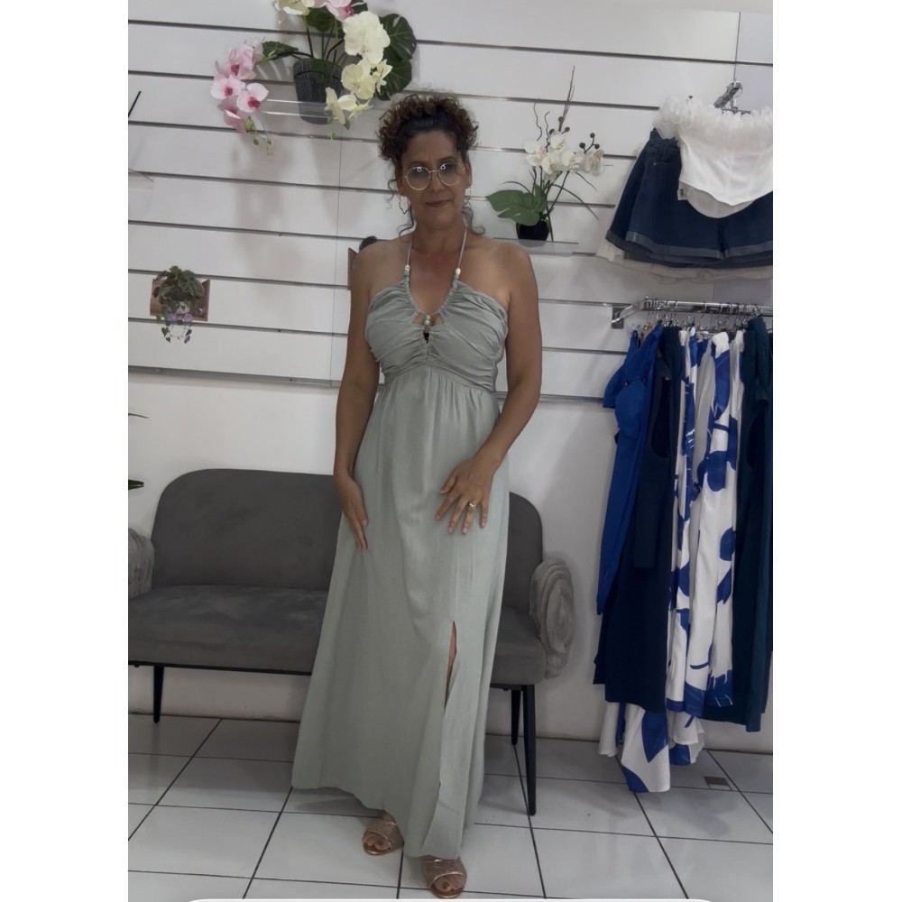 Robe dos nu  coton et lin