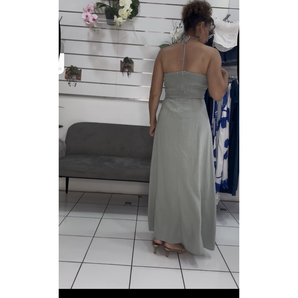 Robe dos nu  coton et lin