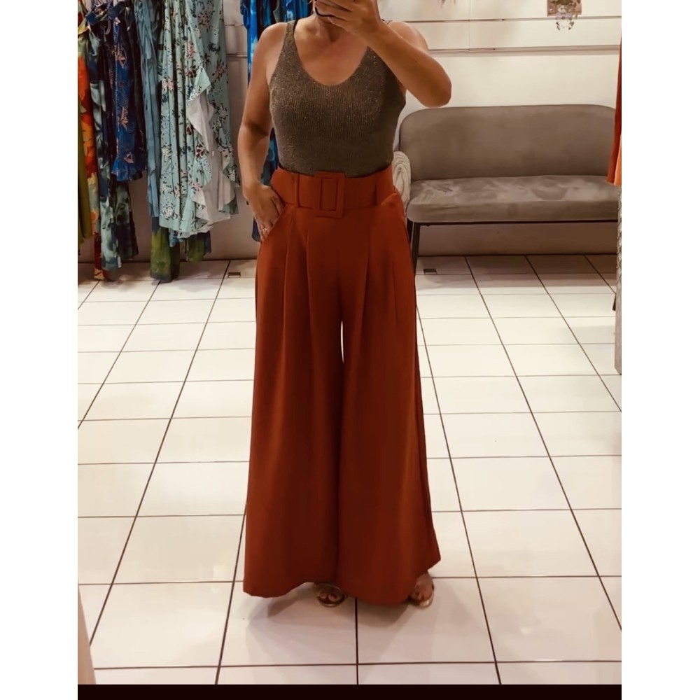 PANTALON PALAZZO TERRACOTTA TU (36 AU42)