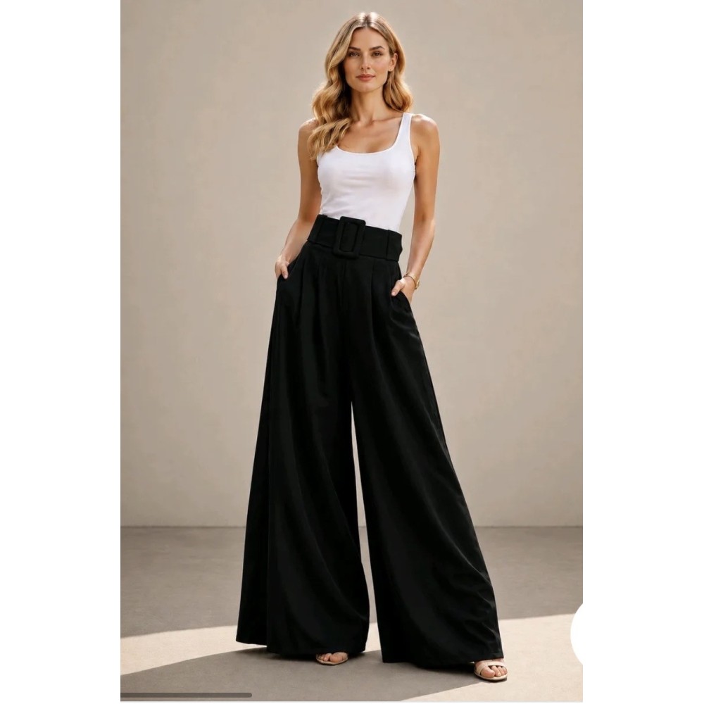 PANTALON PALAZZO NOIR TU(36AU42)