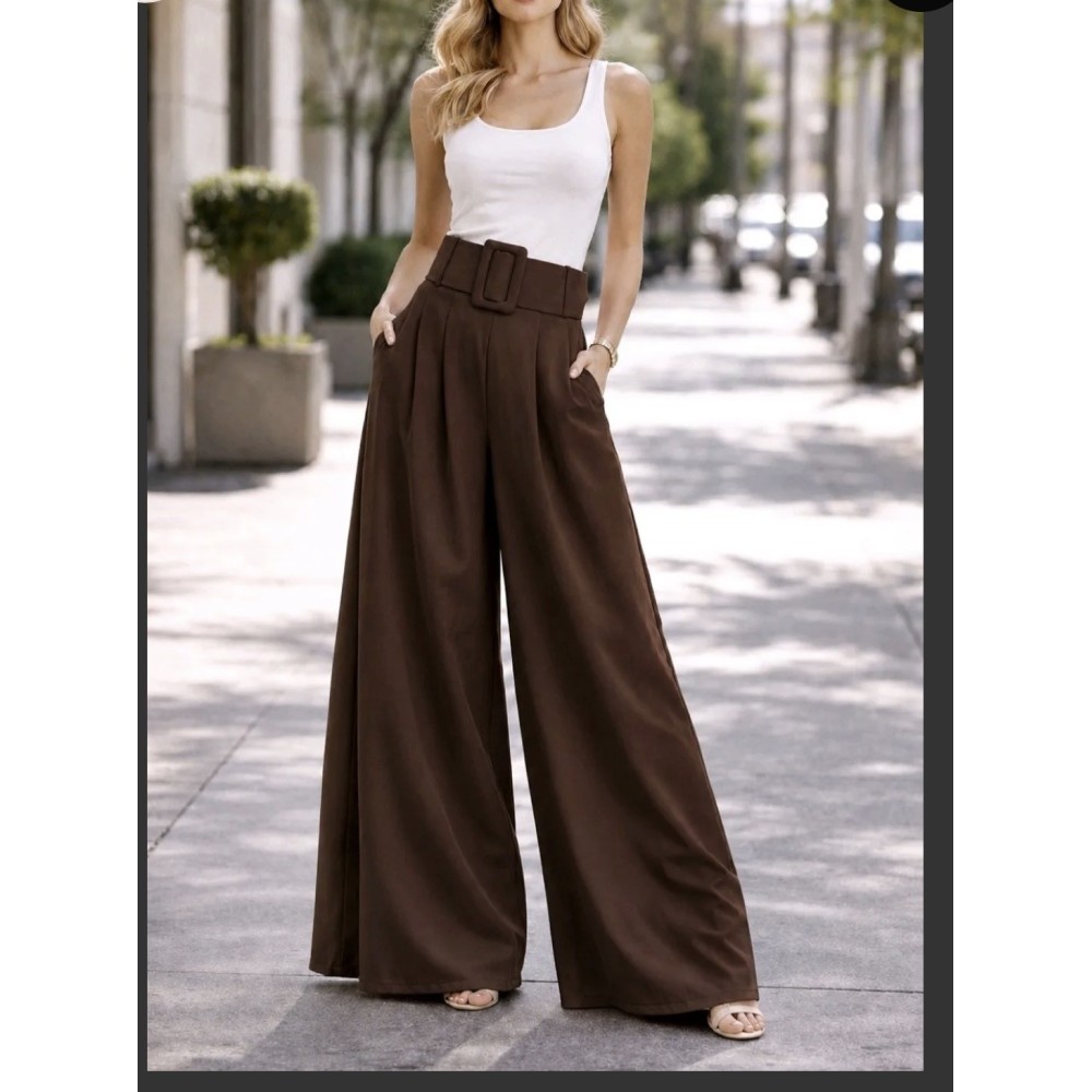 PANTALON PALAZZO MARRON(36AU42)