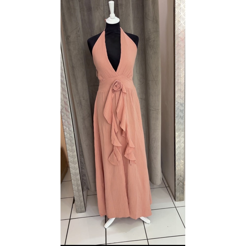 ROBE MAELYS  GAZE DE COTON SAUMON TU(36AU40)