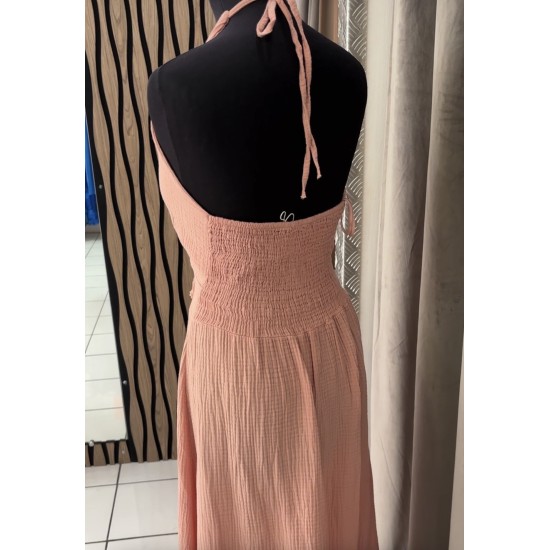 ROBE MAELYS  GAZE DE COTON SAUMON TU(36AU40)