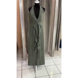 ROBE MAELYS  KAKI GAZE DE COTON TU(36AU40)